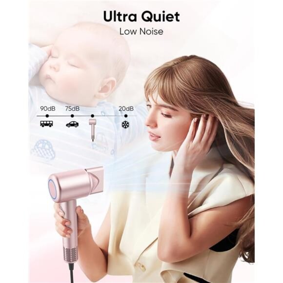 Hair Dryer, High-Speed Ionic Low Noise Blow Dryer with Brushless Motor for Fast - Picture 4 of 14